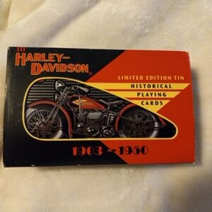 Harley-Davidson Black & Red Vintage Motorcycle Tin Playing Cards
